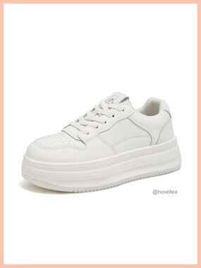 Women Platform Sneakers Chunky Casual Walking Shoes PU Leather